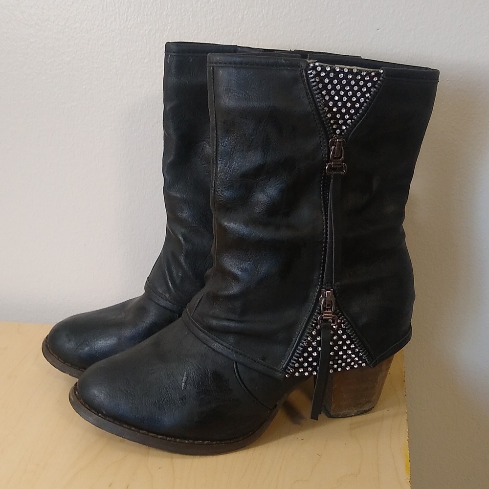 Vanity | Grey Bling Ankle Boots